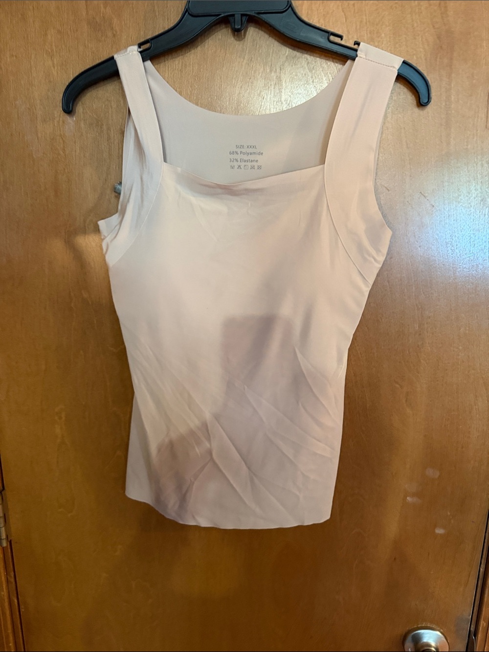 Square-Neck Sleeveless Tank Top in Light Blush